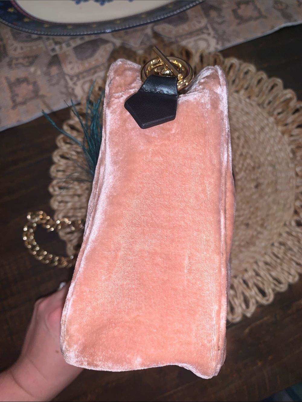 Kurt Geiger Velvet Pineapple Appliqué Crossbody Bag - Tan Beige Purse - Picture 7 of 14